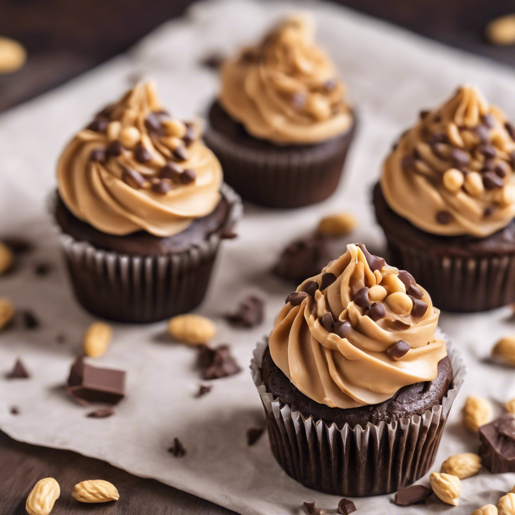 Chocolate Peanut Butter Cupcakes with Extra Peanut Butter Frosting